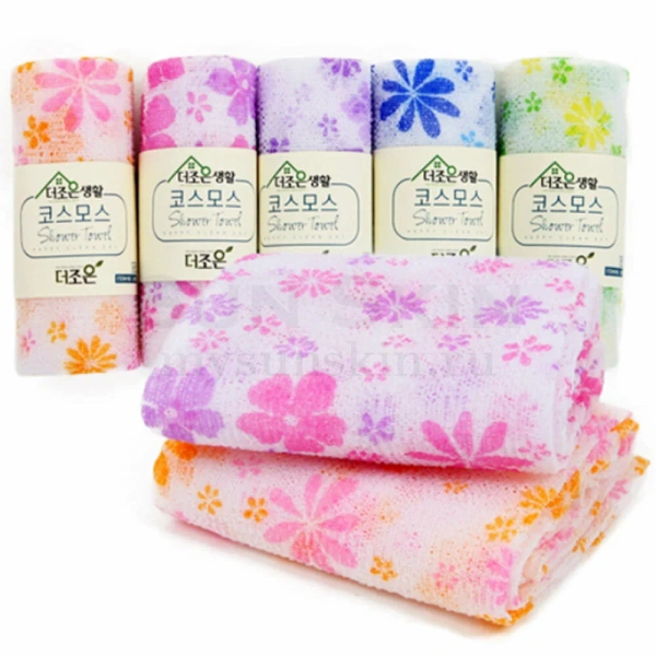 SY Shower Towel Корейская массажная мочалка для тела, пилинг-скраб уход, фиолетовая, 30х90см